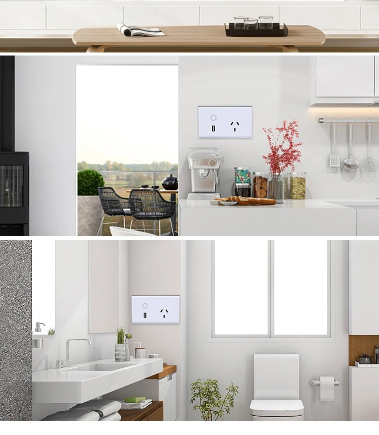 Tuya Aus Standard Smart Switch Electrical Socket Wifi USB Wall Socket Tuya Aus Standard Smart Switch Electrical Socket Wifi USB Wall Socket